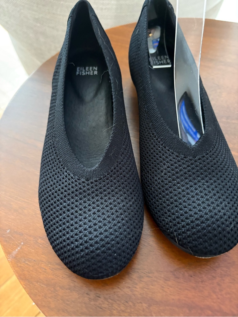 Eileen Fisher Black Knit Slip-On Flats